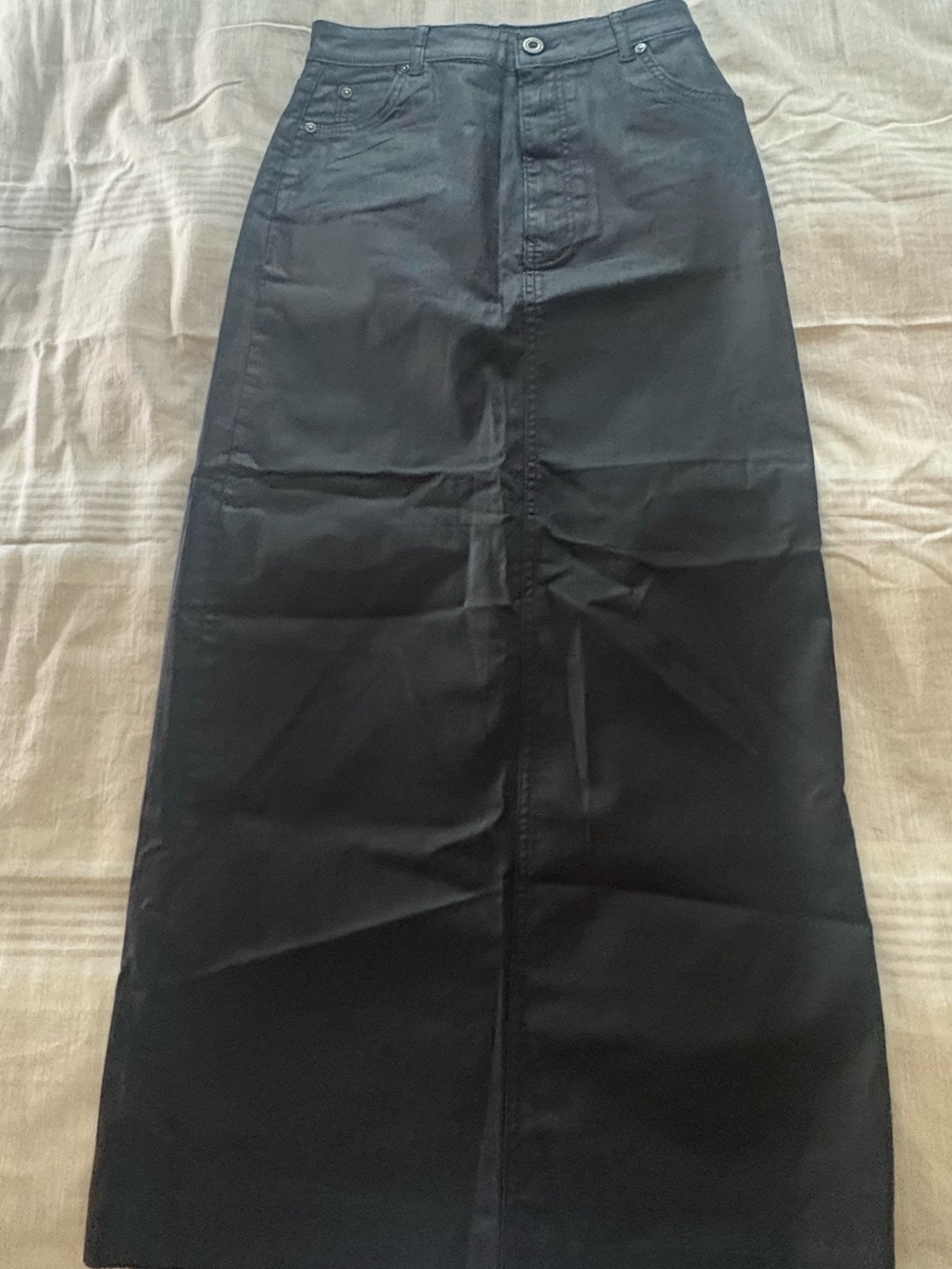 New without tags Zara TRF Coated Black Denim Maxi Skirt XS 24